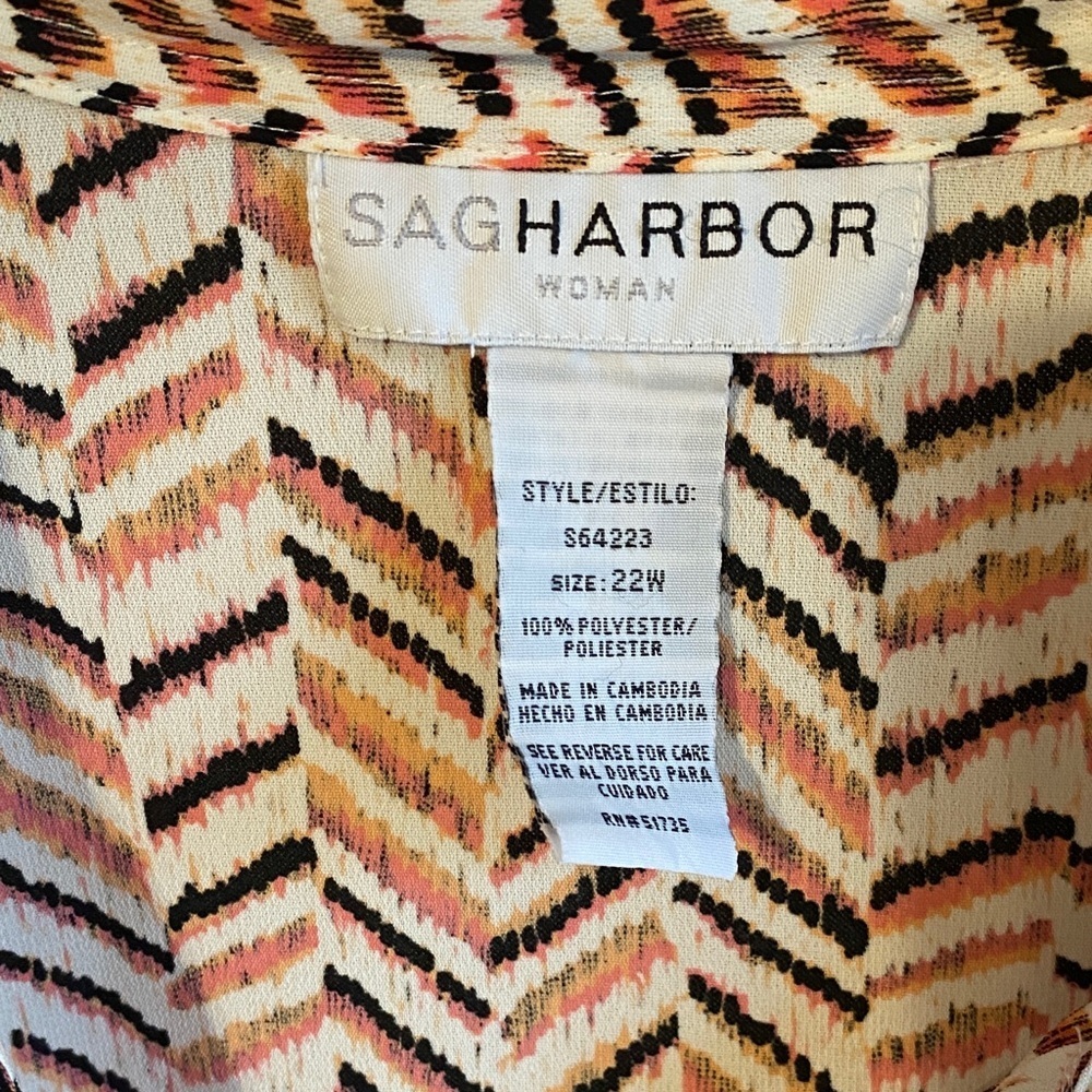 Sag Harbor Chevron Patterned Button Up Shirt Career Everyday Wear - Picture 2 of 7